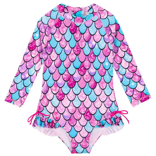 Toddler Girls Rash Guard Swimming Bathing Suit Summer Sun Protection Long Sleeve Summer Swimsuit 2-3 Years Girls Clothing