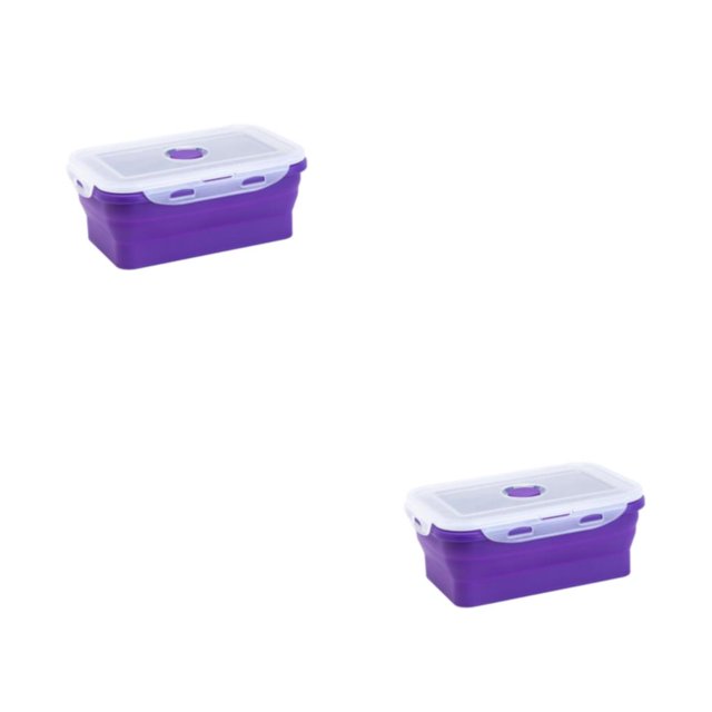 maskred Food Grade Silicone For Safe And Healthy Meals Sealed Preservation Box Microwave Lunch Box Silicone Lunch Box Compact purple 800ml 2Set