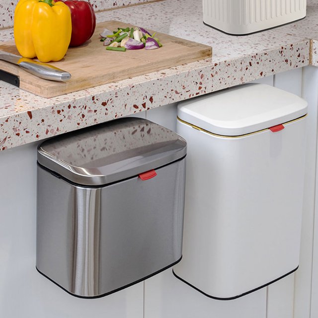 Ruiboury Wall Mounted Kitchen Compost Bin With Lid Cabinet Smart And Eco-friendly Waste 4L matte white