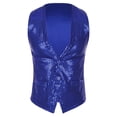 thumbnail image 1 of Doomiva Men Shiny Sequins Vest Button Sleeveless Slim Fit Waistcoat Club Prom Party Performance Dance Jacket Royal Blue 3XL, 1 of 7