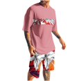 thumbnail image 2 of Weiqiqre Men's Graphic Short Sleeve Tee and Drawstring Waist Track Shorts Set Casual 2 Piece Outfit, 2 of 5