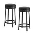 thumbnail image 2 of 360°Swivel Bar Stools Set,  PU Leather Counter Height Barstools with Footrest & Metal Frame, Upholstered Backless Round Bar Stools for Kitchen Island, 2 of 7