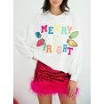thumbnail image 4 of FOCUSNORM Women's Christmas Loose Pullover Sparkly Rhinestone Letter Print Long Sleeve Crew Neck Sweatshirt, 4 of 8