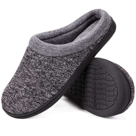 HomeTop Women's Warm Cotton Knit Memory Foam Slippers Soft Yarn House Slippers with Anti Slip Sole