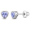 thumbnail image 1 of 925 Sterling Silver Simulated Alexandrite Birthstone Heart Screw Back Earrings, 1 of 6