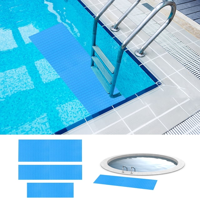 Non-Slip Pool Ladder Mat Pad - Protective Step Mat for Inground Pools, Anti-Slip Safety Mat to Protect Pool Liner, Blue