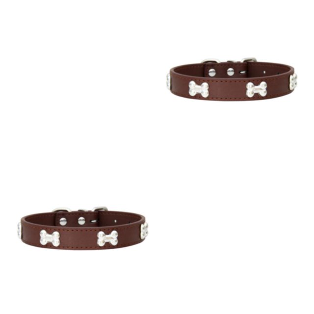 Youkk Élégant PU Col de Chat avec Boucles Réglables et Durables Multiples Tailles Disponibles Colliers de Chiens Café 2.0 * 40cm 2Set