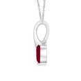 thumbnail image 2 of Angara Natural Ruby Necklace - Heart-Shaped Ruby Ribbon Pendant with Diamond in Platinum for Women, 2 of 10