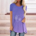 thumbnail image 2 of Birdeem Mode Femmes Mode Manches Courtes Col Rond T-Shirt Long Imprimé Blouse Hauts Amples, 2 of 4