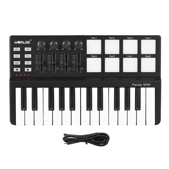 Musical WORLDE Panda mini Portable Mini 25-Key USB Keyboard and Drum Pad MIDI Controller