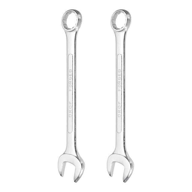 2 Pcs Clé Combinée 21 mm Métrique Boîte 12 Points et Embout Ouvert Acier Plaqué Zinc