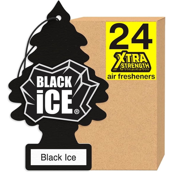 Little Trees Air Fresheners Car Air Freshener, For Auto Or Home, Extra Boost Of Fragrance, Black Ice, 24 Air Fresheners Pack