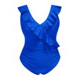 thumbnail image 4 of Bocqde Women Swimsuits Fashion Solid Color Loose Fit Ruffle Monokini Swimwears Ladies One Piece Bathing Suits, 4 of 5