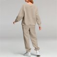 thumbnail image 4 of Pisexur Ensemble Pantalon 2 Pcs Mode Décontractée Ensemble de Survêtement Uni pour Femmes Chandails à Manches Longues à Col Rond Hauts à Enfiler Pantalons Longs Élastiques Survêtements Ensembles de Détente P-3TG, 4 of 7