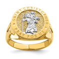 thumbnail image 1 of Diamond2Deal 14K Yellow Gold with w/Rhodium Saint Christopher Ring for Women Size 10, 1 of 7