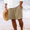 thumbnail image 2 of Plebaso Mens Shorts Summer Beach Shorts with Drawstring Solid Color Lightweight Vacation Pocket Shorts, 2 of 6
