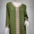thumbnail image 3 of Robe Abaya Musulmane Femme, Caftan à Col en V, Robe de Prière Islamique, Robe Brodée Effet Bronzage, Robe Longue de Soirée pour les Fêtes, 3 of 6