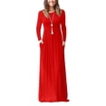 thumbnail image 2 of Leutsin Robe Longue Maxi pour Femmes à Manches Longues, Aguichant, Grande Taille, Ample, Unie, avec Poches, 2 of 6