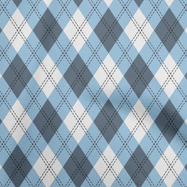oneOone Rayon Teal Blue Fabric Check Craft Projects Decor Fabric Printed By The Yard 56 Inch Wide