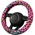 thumbnail image 4 of Housse de Volant Moelleuse pour Femmes, Décor de Volant Girly, Peluche, Imprimé Léopard, Absorbant la Sueur, Universel 15 Pouces, Rouge (Fully-Leo), 4 of 5