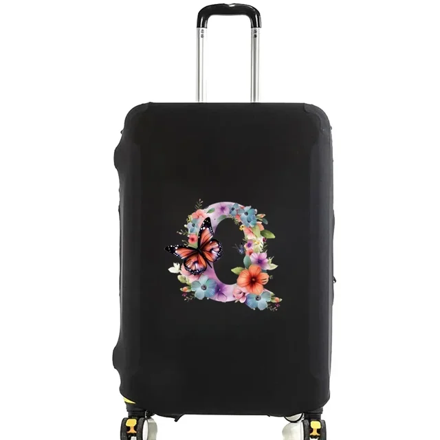 Luggage Cover Protective Covers Travel Luggage Scratch Proof Dust Cover Reusable Dust Cover Washable Butterfly Print Pattern 8butterfly letter Q M
