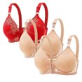 thumbnail image 1 of fheaev 3Pc Front Close Bras for Women Plus Size Wirefree Support Posture No Underwire Full Coverage Bra Adjustable Shoulder Strap Comfort Push Up Lace Breathable Front Buckle Open Everyday Bras, 1 of 2