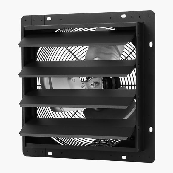 KFFKFF 14 inch Shutter Exhaust Fan, Wall Mounted Attic Vent Fan with Smart Programming Variable Speed Temperature Control, 2000 CFM,EC Motor,Timer, Black