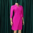 thumbnail image 4 of Gspmoly Robes d'Été, Robe Décontractée pour Femme, Ajustée, Plissée, Ceinturée, à Manches Trois Quarts, à Col en V, Robe Colorée, Robes de Cocktail, Liquidation, 4 of 8