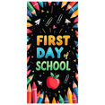 thumbnail image 1 of Colorful Backdrop Banner with Apple and School Elements for First Day of School Party Supplies Photography Props Decorations School Events Classroom Decor Back to School Celebrations, 1 of 4