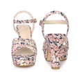 thumbnail image 4 of BLISSFUL STEP Style Women's Shoes Floral Pattern Platform Chunky Heel Open Toe Slingback Buckle Strap Sandals Pink 10, 4 of 5