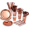 thumbnail image 1 of missunny-200pcs Rose Gold Party Supplies - Rose Gold Paper Plates & Napkins Cups Silverware Serves 25 Sets for Wedding Bridal Shower Engagement Birthday Parties.(Rose Gold), 1 of 5