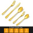 thumbnail image 2 of 15 Piece Silverware Set for 3, 15 pcs Stainless Steel Flatware Set, Dinning Tableware Cutlery Set, Mirror Polished Utensils for Lunch Dinner, Include Knife Fork Spoon for Home (Gold Titanium), 2 of 7