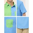 thumbnail image 5 of Chemises pour Hommes Lars Amadeus à Manches Courtes d'Été en Coton Patchwork à Boutons m Bleu Vert, 5 of 5