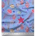 thumbnail image 1 of Soimoi Rayon Fabric Fish,Coral & Jellyfish Ocean Decor Fabric Printed Yard 42 Inch Wide, 1 of 1