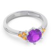 thumbnail image 3 of Bague de Fiançailles Éblouissante pour Elle en Or Blanc Massif 14K avec Améthyste et Citrine Taille Ronde 2,20 Ct Taille 4 par Diamond-Capitals, 3 of 7