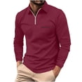 thumbnail image 2 of XZNGL Long Sleeve Polo Shirt for Men, Turn-down Collar, Full Zip Front, Front Pockets, Solid Color, Breathable Polyester, Casual Fit, Summer Wear, 2 of 7