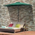 thumbnail image 2 of Outsunny Parasol de Patio Demi-Rond de 9 Pi, Parasol de Marché Extérieur pour Table de Patio avec Mécanisme à Manivelle, 5 Baleines, Vert Foncé, 2 of 10