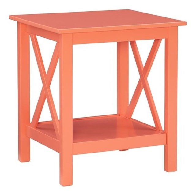 Linon Table d'Appoint en Bois Dalton, Corail Orange