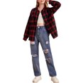 thumbnail image 1 of Women Plaid Flannel Shirt Jacket Button Down Lapel Long Sleeve Shirts Blouse Shacket Cardigan Coats Fall Spring Clothes, 1 of 7