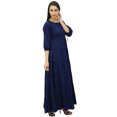 thumbnail image 3 of Bimba Robe Maxi d'Été en Coton à Manches 3/4 pour Femme, Taille à Cordon, 3 of 7