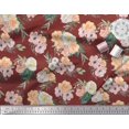 thumbnail image 3 of Soimoi Red Rayon Crepe Fabric Anemone & Begonia Floral Fabric Prints By Yard 46 Inch Wide, 3 of 3