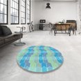 thumbnail image 4 of Ahgly Company Tapis d'Intérieur Lavable à la Machine, Carré, Transitionnel, Bleu Ara Bleu Vert, Tapis de Zone, 6 Pieds Carré, 4 of 7