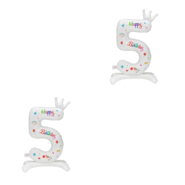 Thinsony Spherical And Beautiful White Digital Balloons - For Party Decorations Aluminum Number 5 2Set