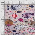 thumbnail image 2 of oneOone Viscose Jersey Fuschia Pink Fabric Asian Block Fish Craft Projects Decor Fabric Printed By The Yard 60 Inch Wide, 2 of 4
