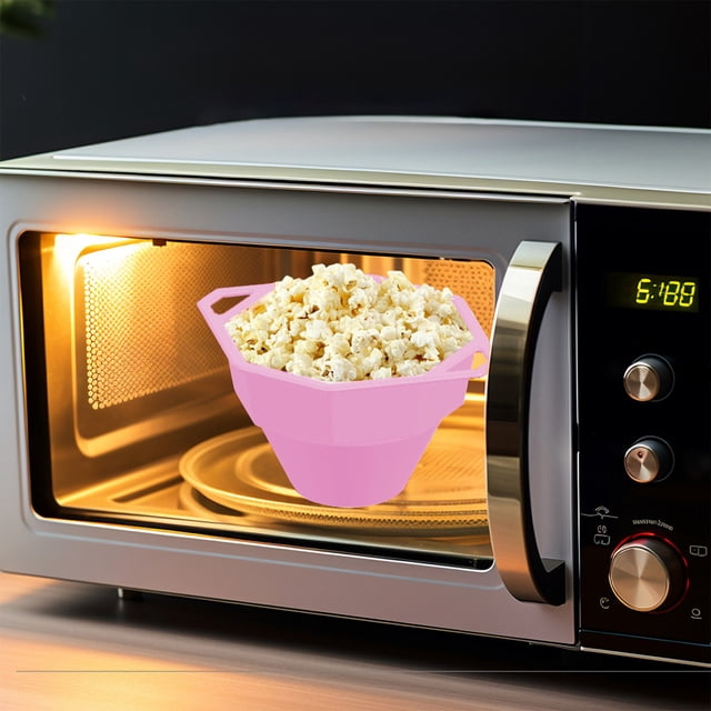 Uscallm Seau à Maïs Soufflé pour Micro-Ondes Pliable Bol en Silicone de Qualité Alimentaire Résistant aux Hautes Températures Contenant Réutilisable pour Maïs Soufflé avec Couvercle pour Cinéma Maison Soirée Cinéma