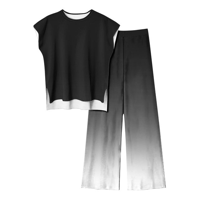 Blouses pour Femmes Mode Décontractée Sans Manches devant Dos Court Ensemble Haut et Pantalon