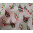 thumbnail image 4 of oneOone Silk Tabby Fabric Leaves & Floral Block Printed Fabric 1 Yard 42 Inch Wide, 4 of 4