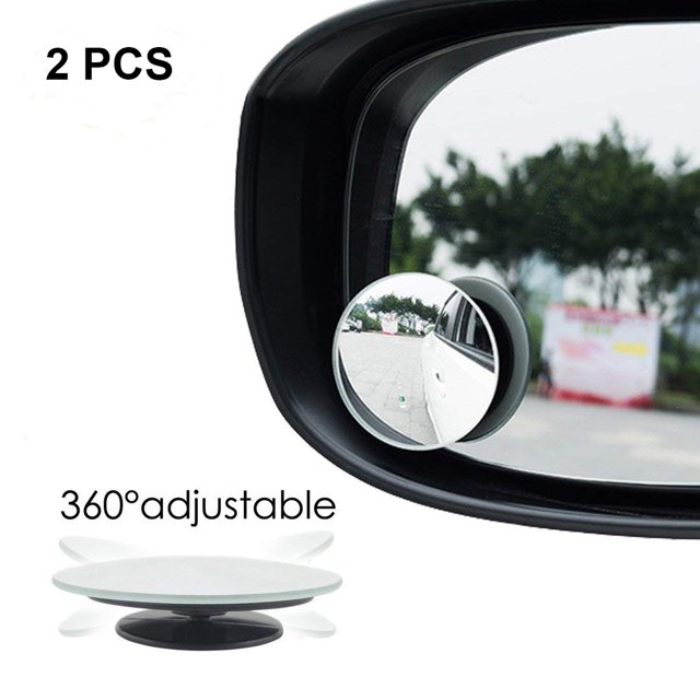 2 Pcs Miroir à Angle Mort Réglable à 360 Degrés, Miroir à Angle Mort Rond de 2 Pouces en Verre HD Convexe pour Voiture pour Stationnement, Rétroviseur