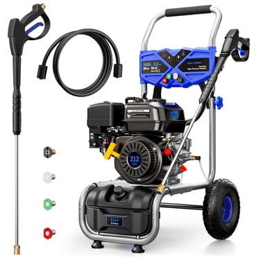 Efurden 3500PSI Gas Pressure Washer, 2.3GPM Gas Powered High Pressure Clean Machine with 212CC Engine, 4 Adjustable Nozzles for Cleaning Walls, Terraces, Vehicles, Gardens (Blue)