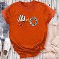 thumbnail image 4 of Dadaria Chemise Orange Femmes Hauts T-Shirt à Manches Courtes Col Ras du Cou Tee d'Été Empreintes de Mains Chandail Blouses L, 4 of 5